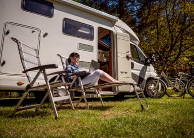 Family vacation travel, holiday trip in motorhome RV